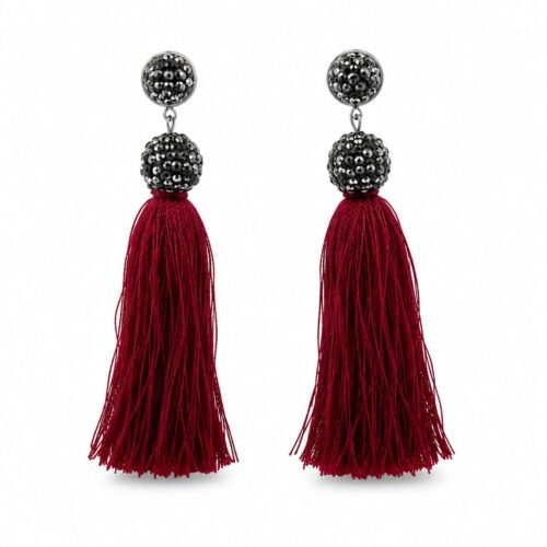 Elegant Maroon Tassel Earrings for Women – Stylish Beaded Drop Earrings