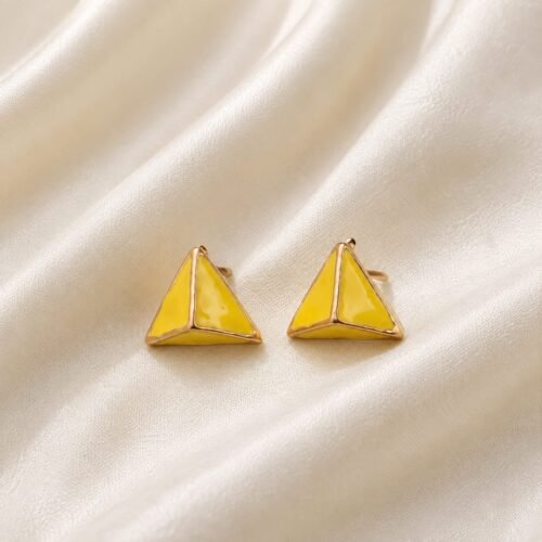 Golden Triangle Stud Earrings for Women – Elegant Fashion Jewelry